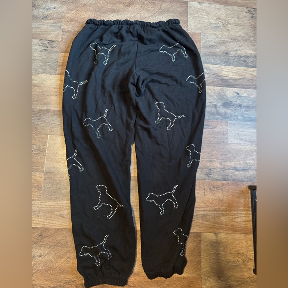 Victoria’s Secret PINK Black Sweatpants with rhinestone Dog Pattern - Picture 4 of 4